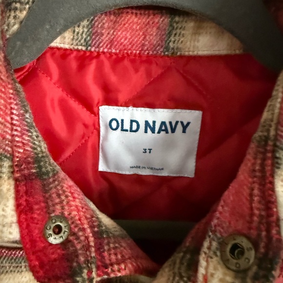 Old Navy Red and Cream Plaid Flannel Jacket - Picture 2 of 4
